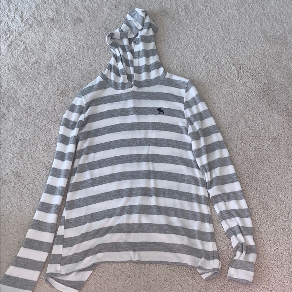 Abercrombie Kids grey and white striped shirt